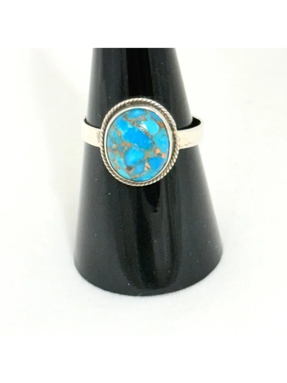 Sterling Silver Mojave Oval Blue Turquoise Ring Size 9  Kingman Mine Stamped 925